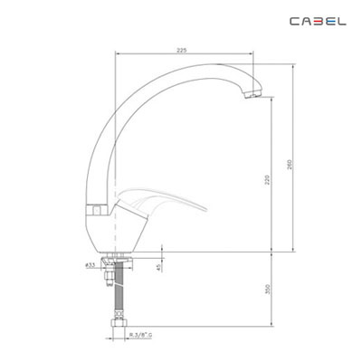 Grifo de Cocina Cabel Tres Monomando 2.0 Medidas Grifo de Cocina Cabel Tres Monomando 2.0 Medidas